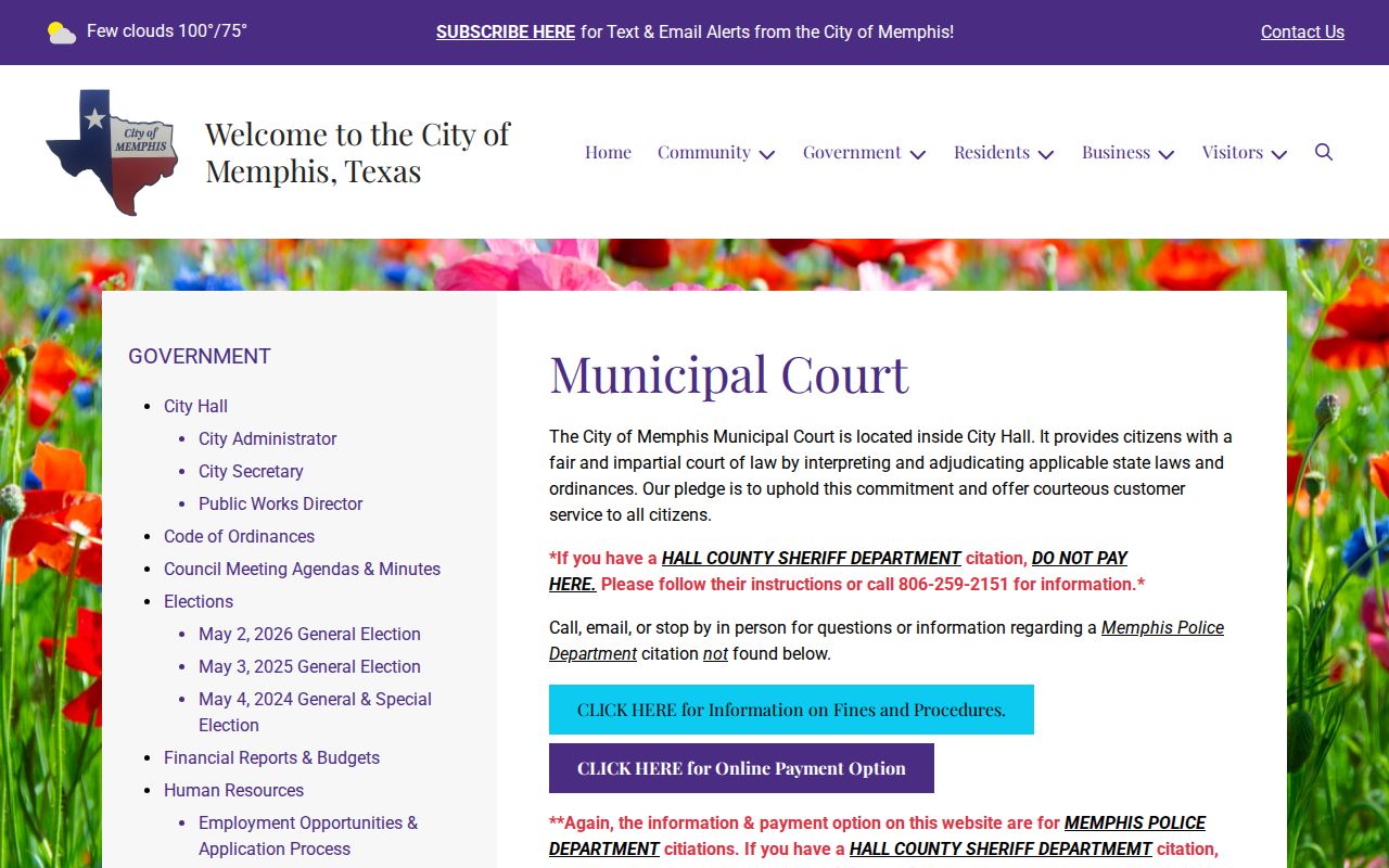 Memphis court docket access on the municipal court page
